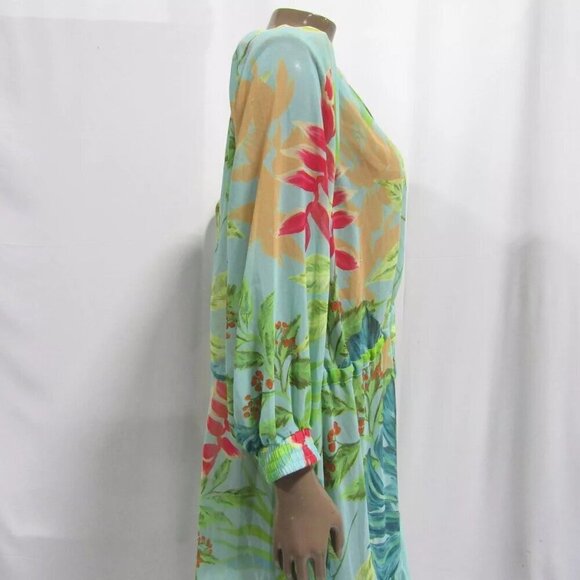 NEW PATBO X RESOLVE Tropicalia Short Kimono Swim Cover-up Island Blue Size L - Picture 11 of 14
